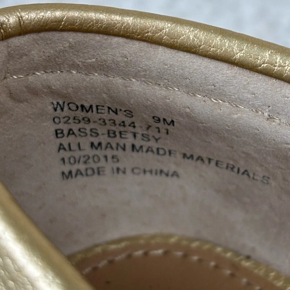 G.H. Bass & Co Shoes Womens 9M Gold Metallic Betsy Round Toe Slip On Loafer Flat